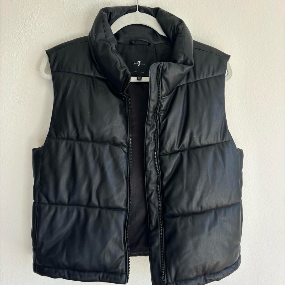7 For All Man Kind Leather Puffer Vest